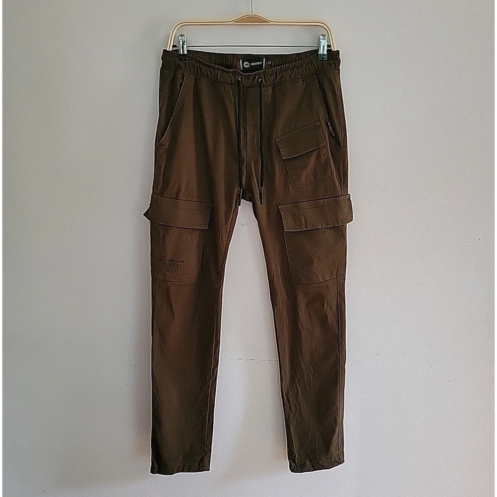 Akademiks Pull On Cargo Pants Olive Green Medium Casual Military Streetwear Tech